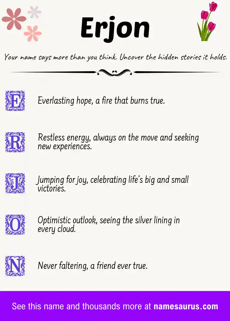 Acrostic poem about Erjon.