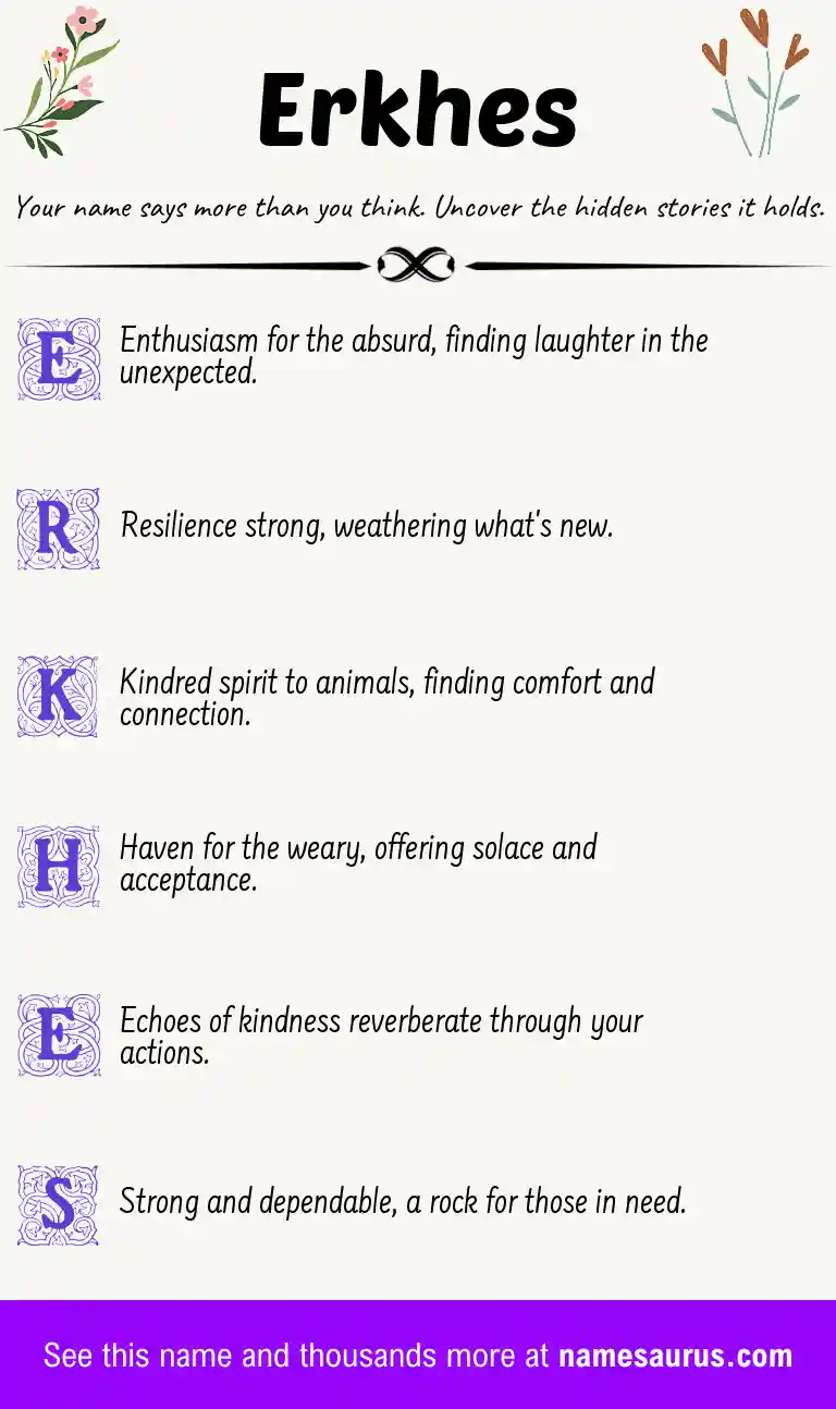 Acrostic poem about Erkhes.