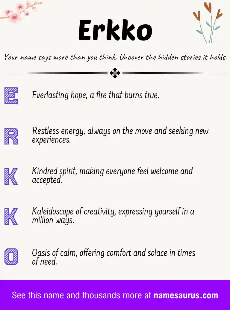 Acrostic poem about Erkko.
