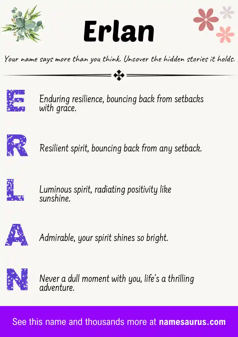 Acrostic poem about Erlan.
