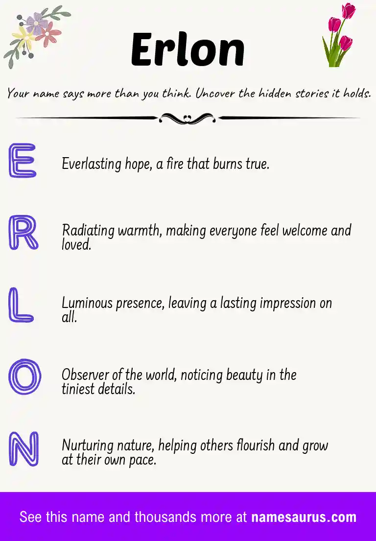Acrostic poem about Erlon.