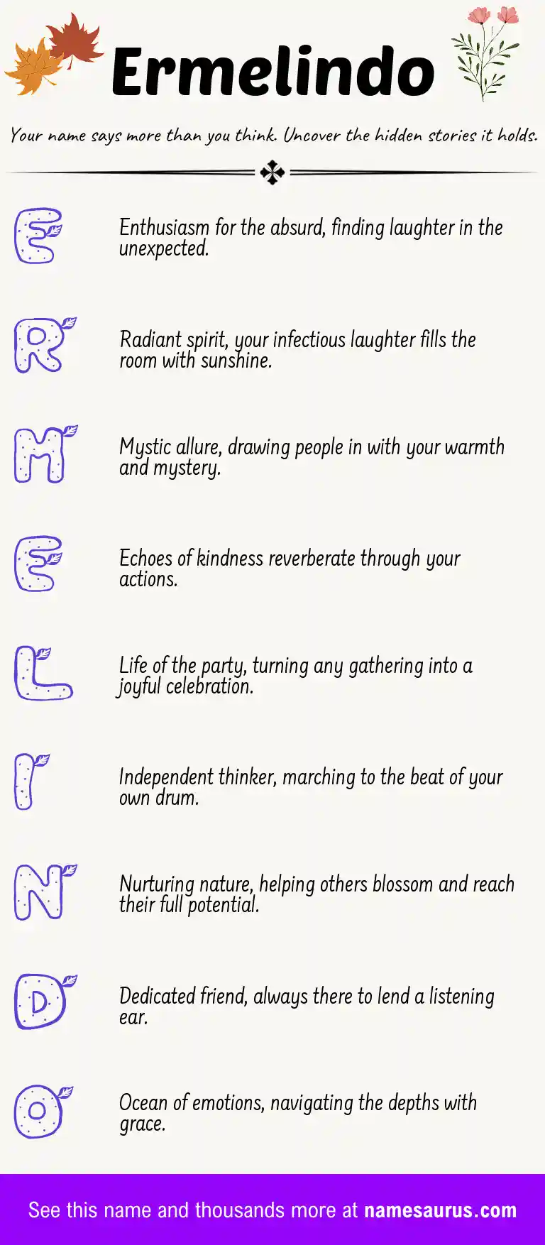 Acrostic poem about Ermelindo.