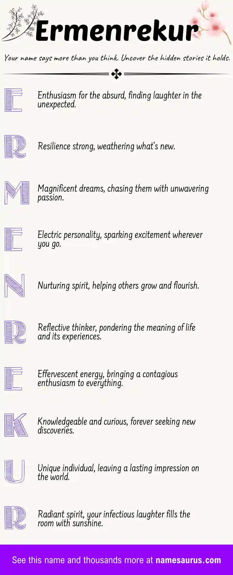 Acrostic poem about Ermenrekur.