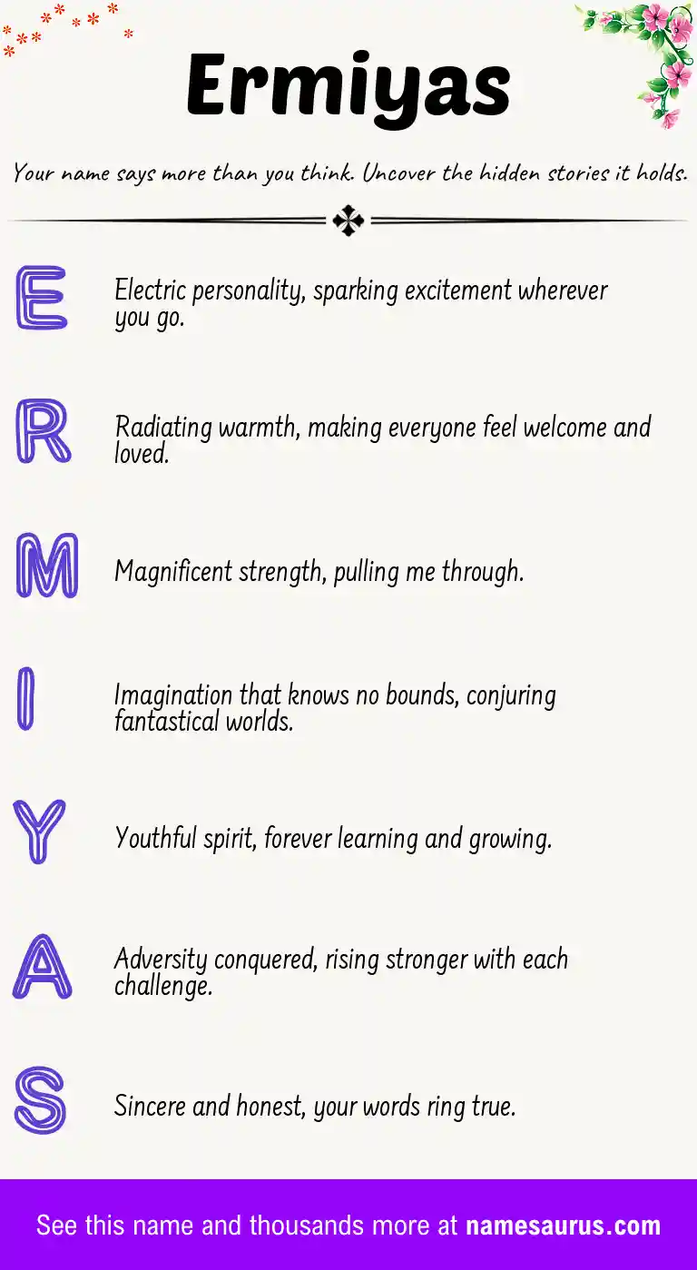 Acrostic poem about Ermiyas.