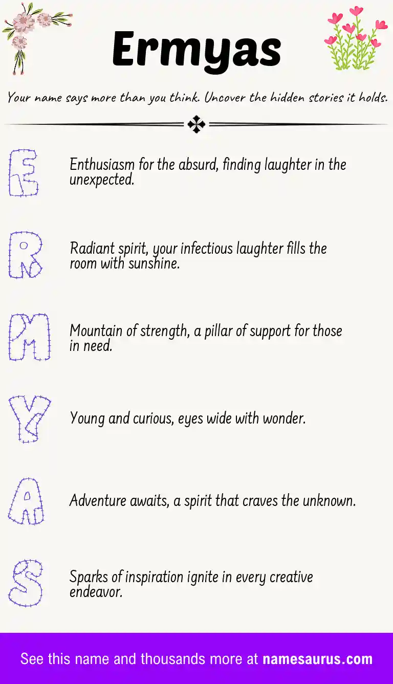 Acrostic poem about Ermyas.