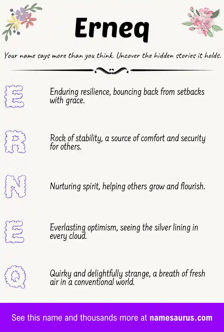 Acrostic poem about Erneq.