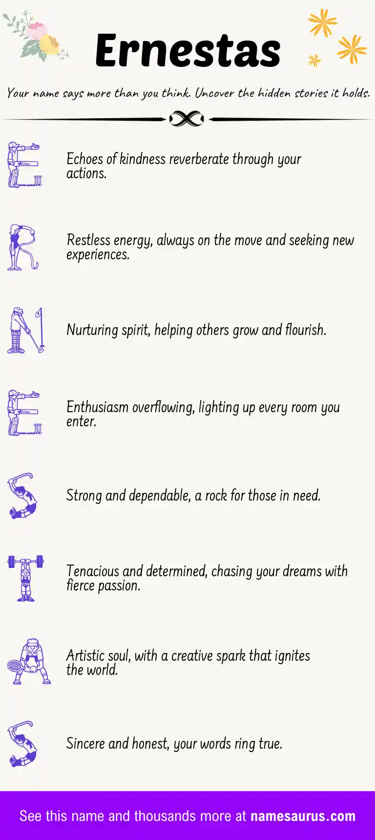 Acrostic poem about Ernestas.