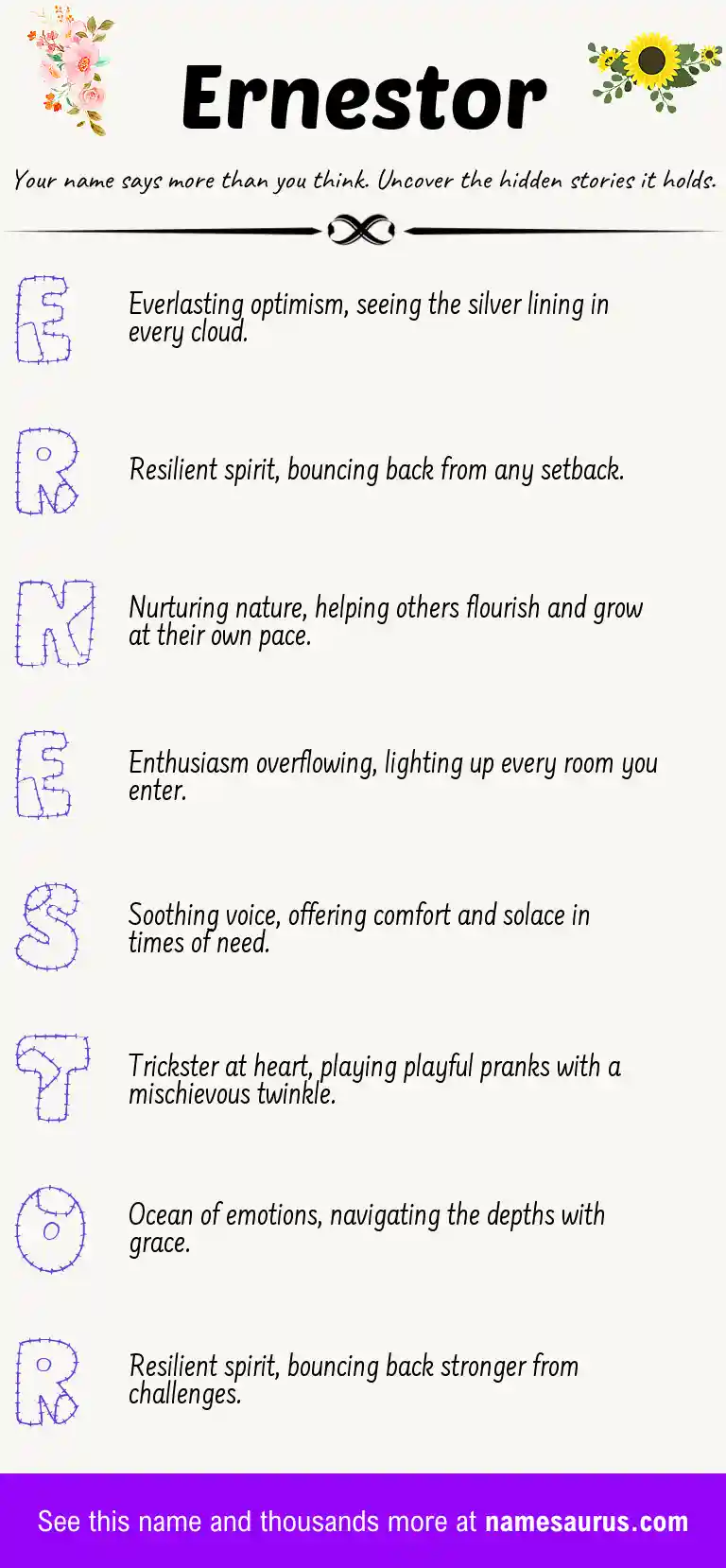 Acrostic poem about Ernestor.
