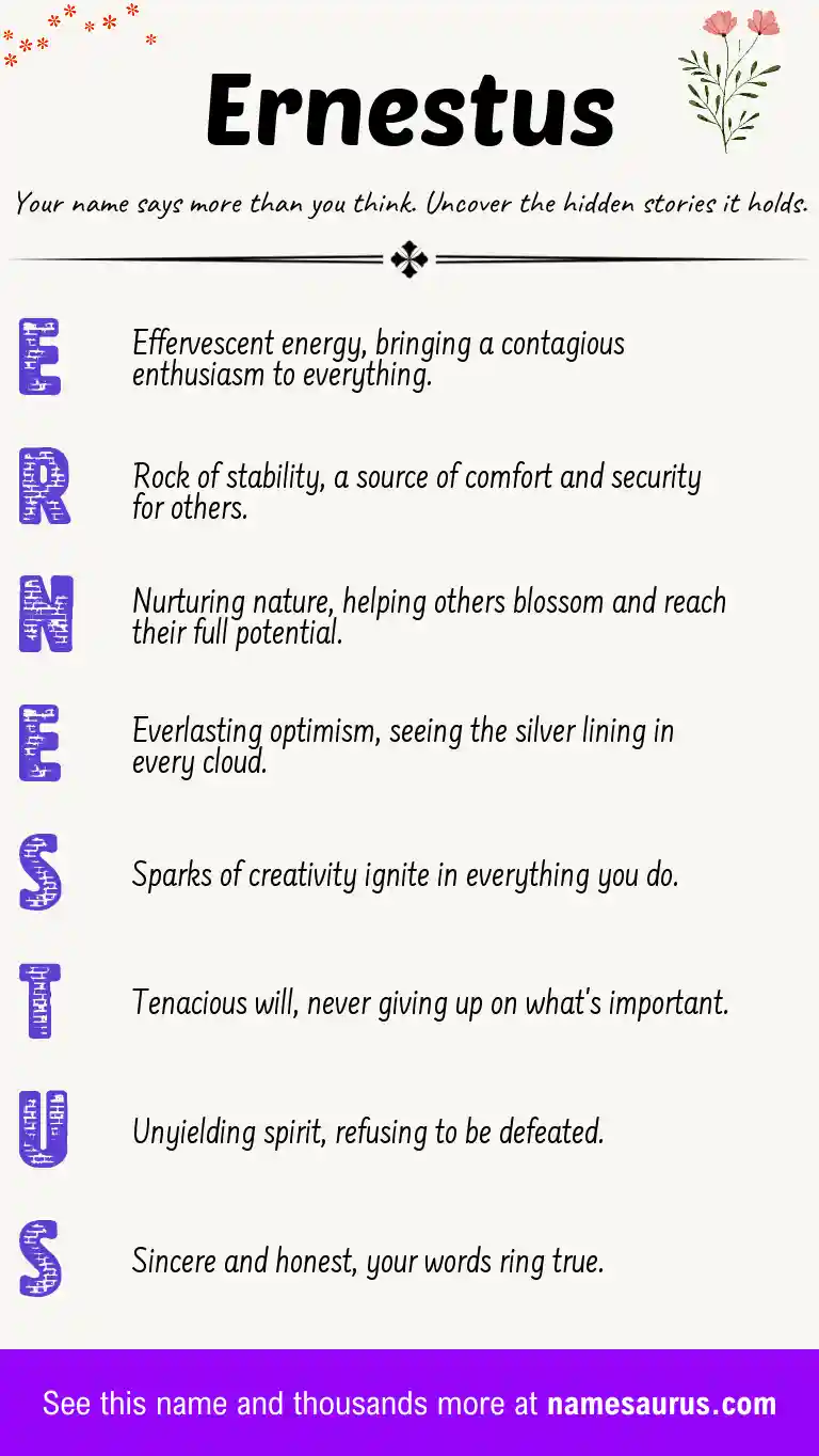 Acrostic poem about Ernestus.