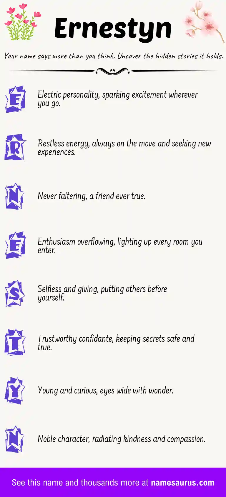 Acrostic poem about Ernestyn.