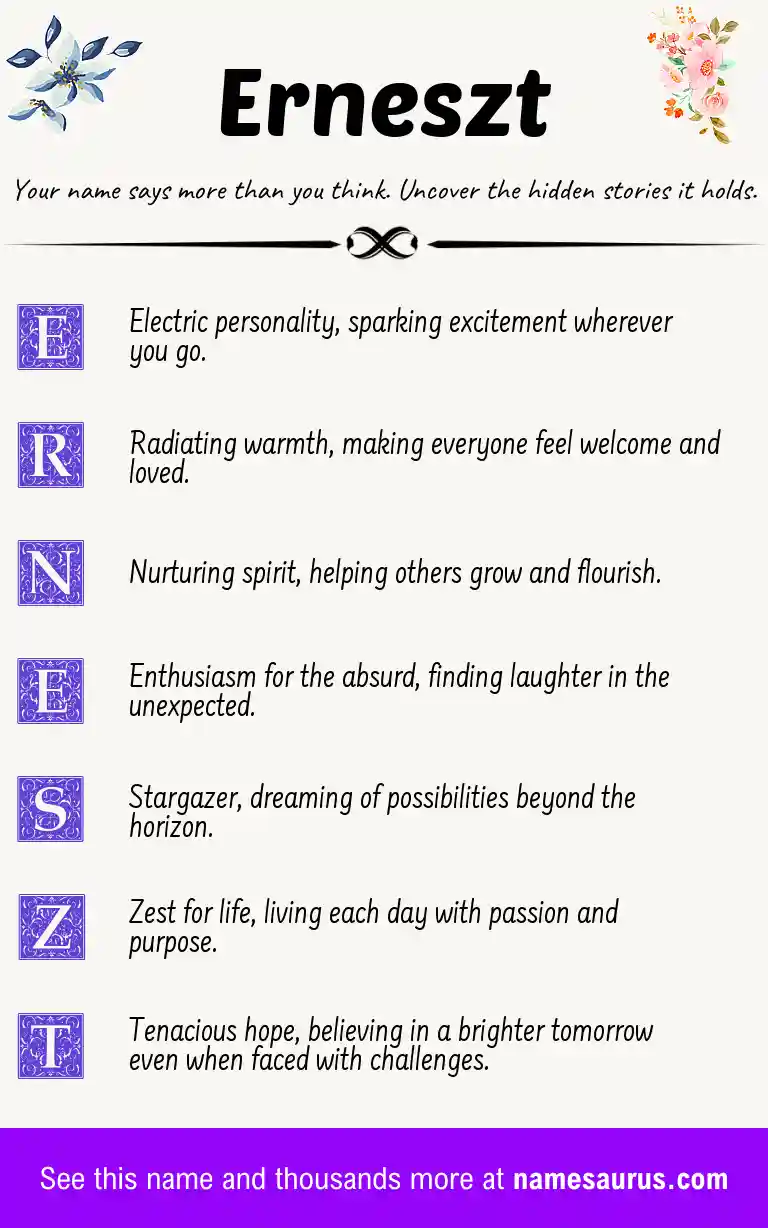 Acrostic poem about Erneszt.