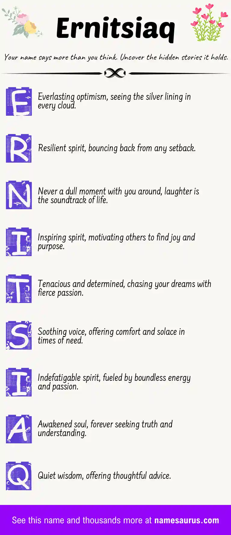 Acrostic poem about Ernitsiaq.