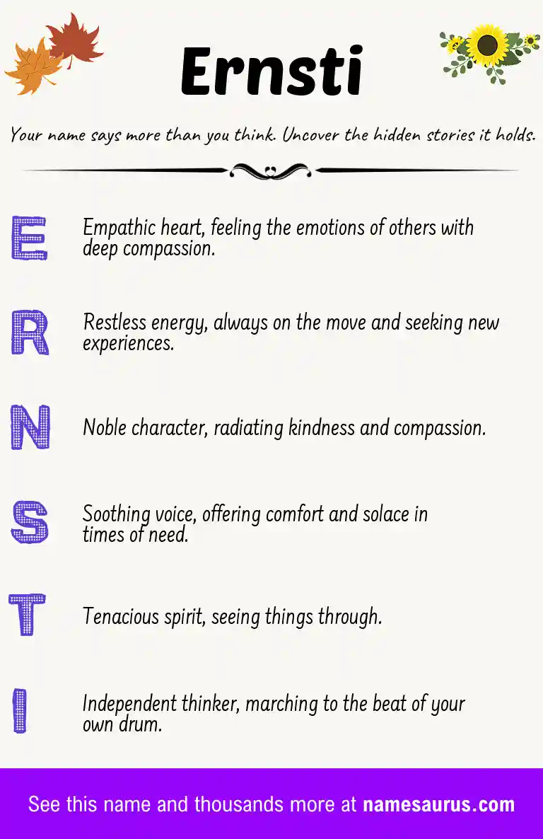 Acrostic poem about Ernsti.