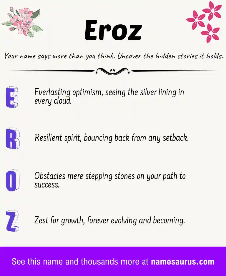 Acrostic poem about Eroz.