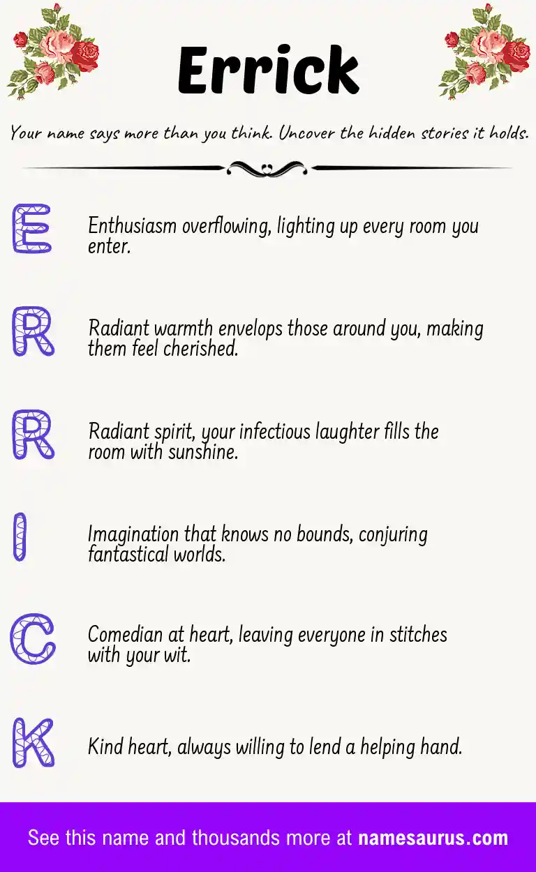 Acrostic poem about Errick.