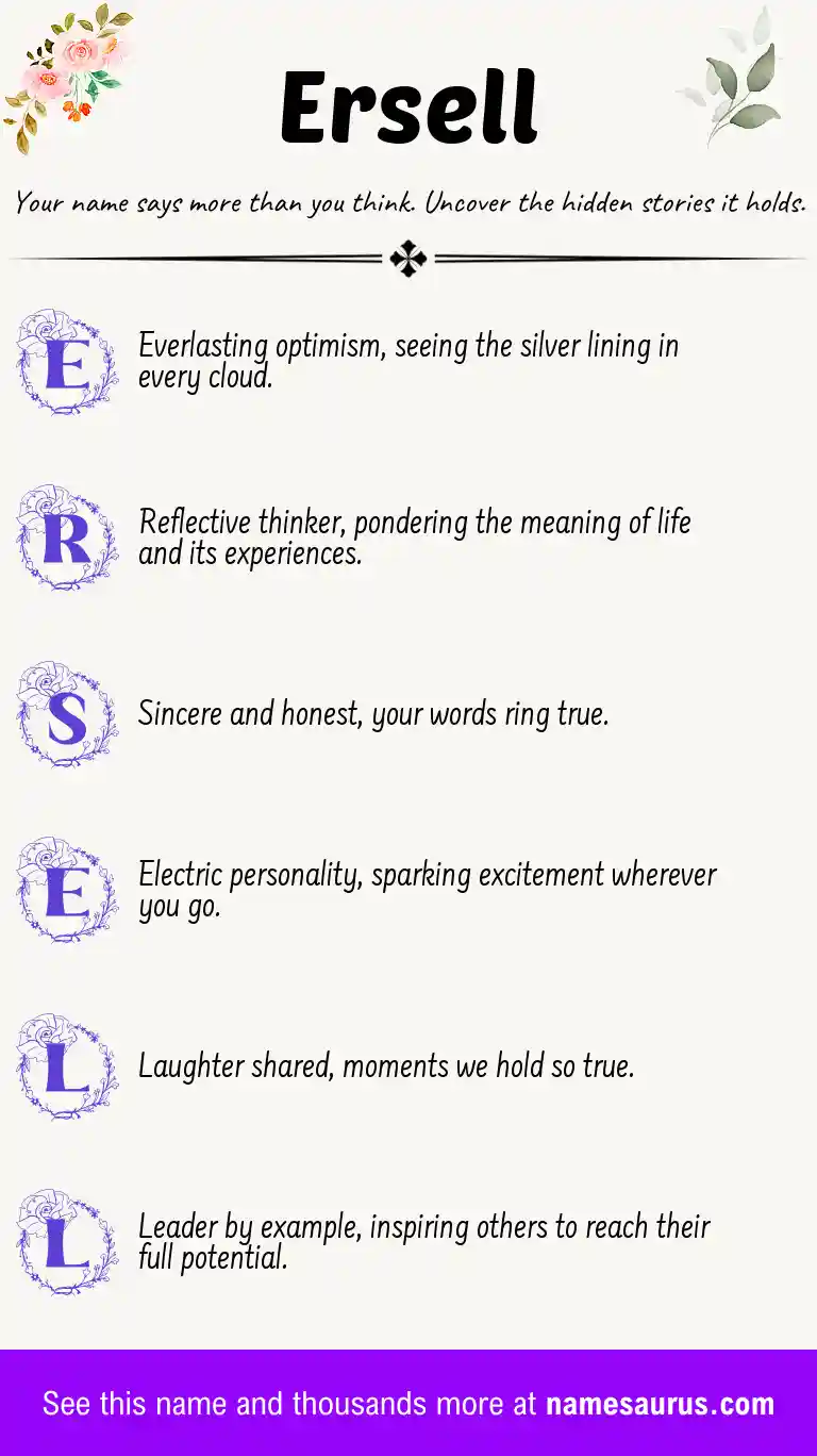 Acrostic poem about Ersell.