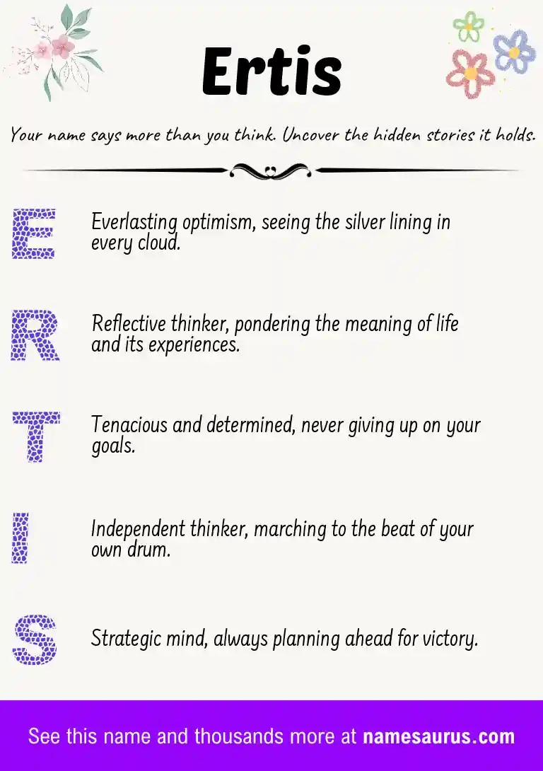 Acrostic poem about Ertis.