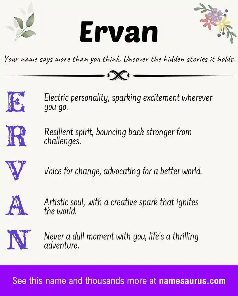 Acrostic poem about Ervan.