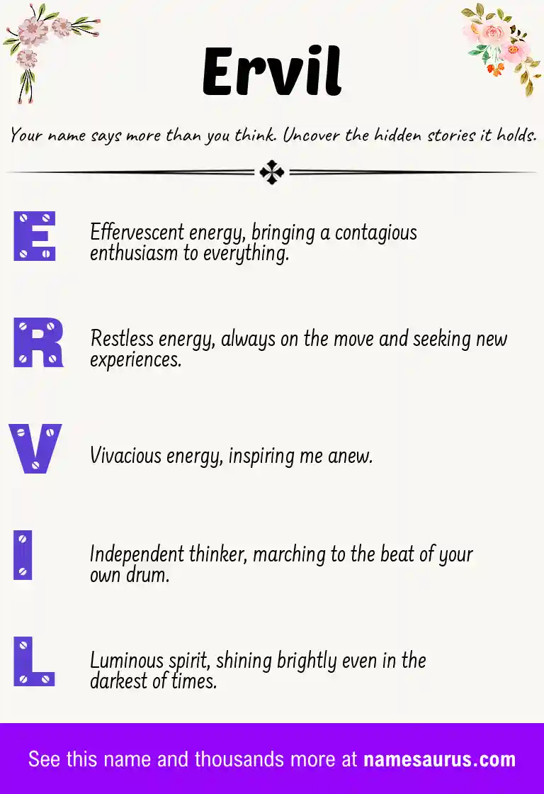 Acrostic poem about Ervil.