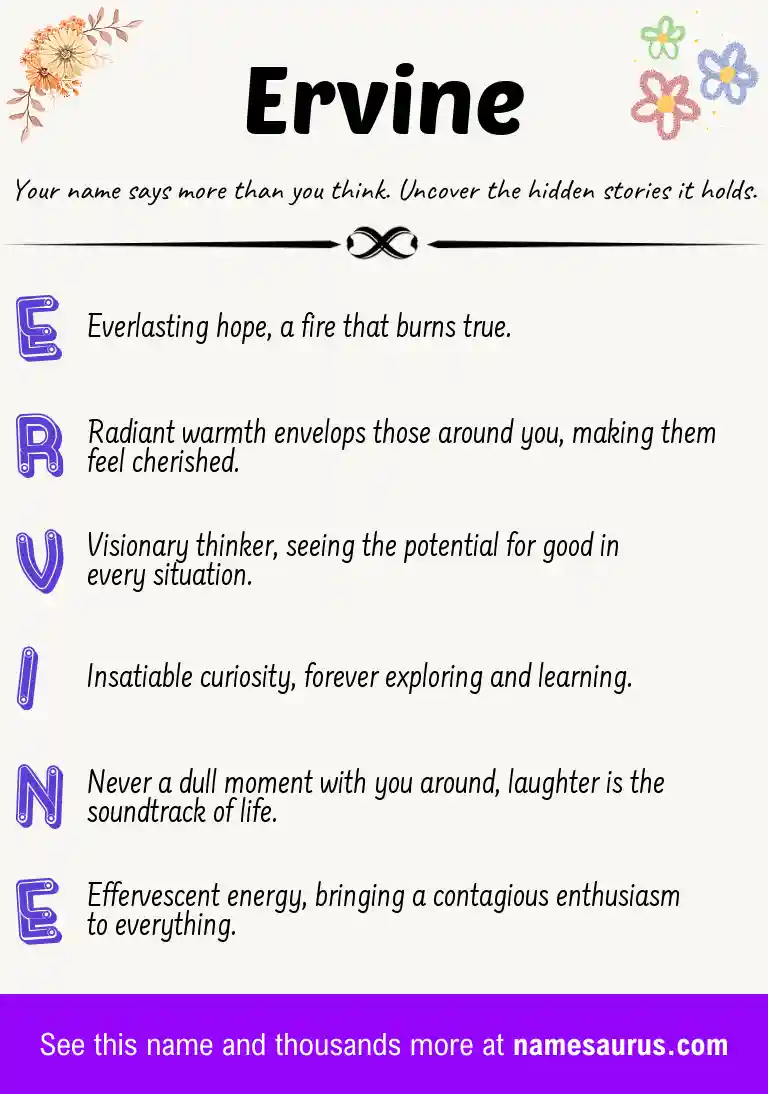 Acrostic poem about Ervine.