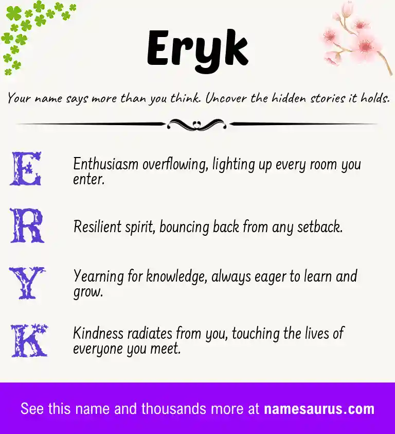 Acrostic poem about Eryk.