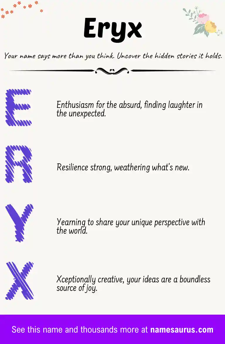 Acrostic poem about Eryx.