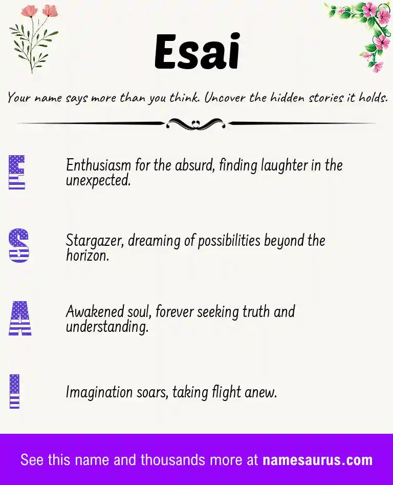Acrostic poem about Esai.