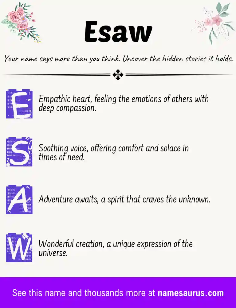 Acrostic poem about Esaw.
