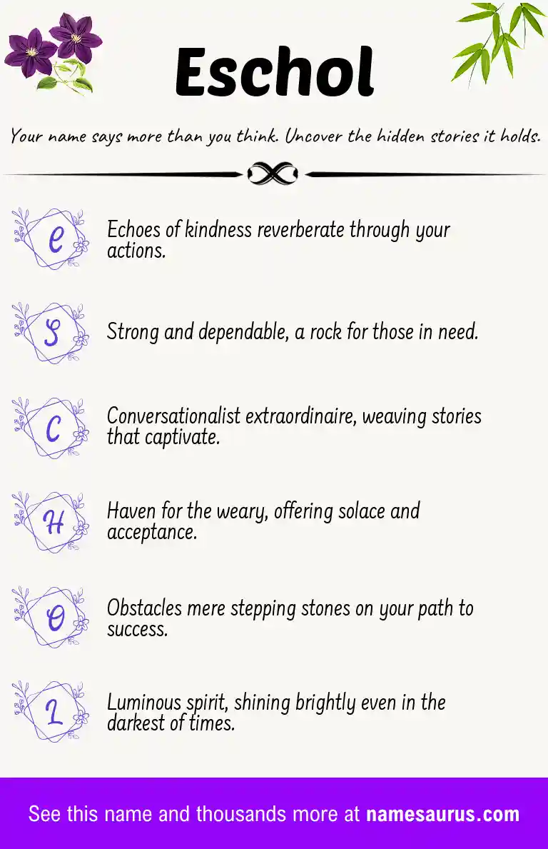 Acrostic poem about Eschol.