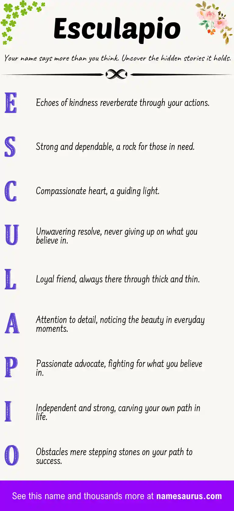 Acrostic poem about Esculapio.