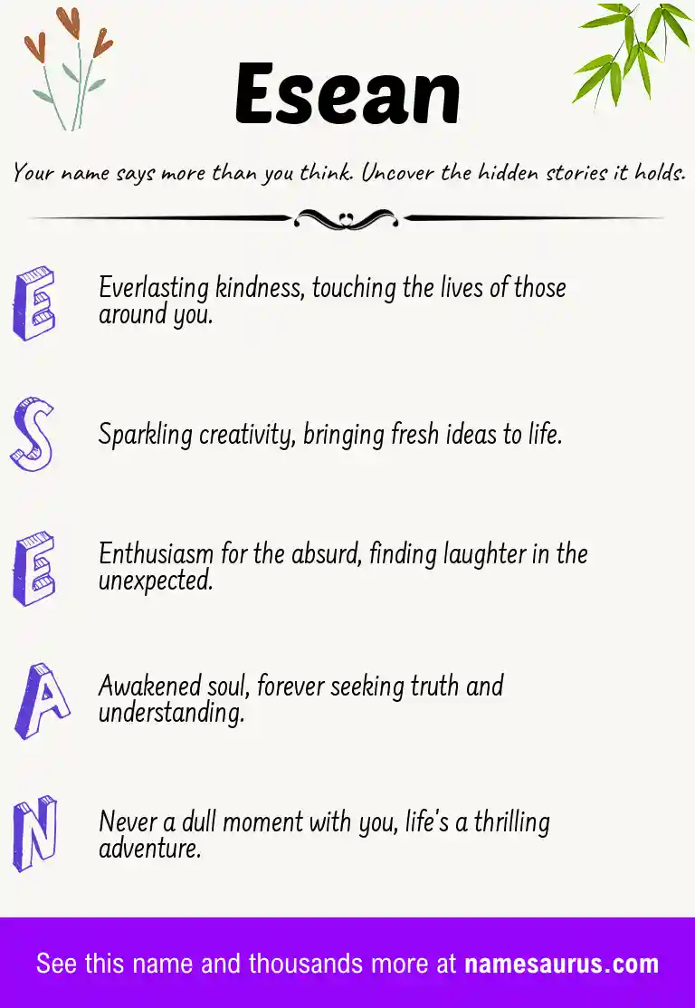 Acrostic poem about Esean.