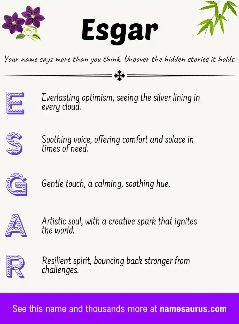 Acrostic poem about Esgar.
