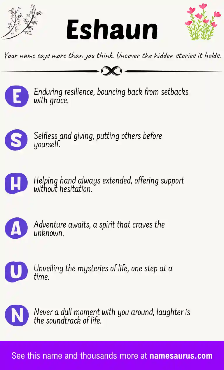 Acrostic poem about Eshaun.