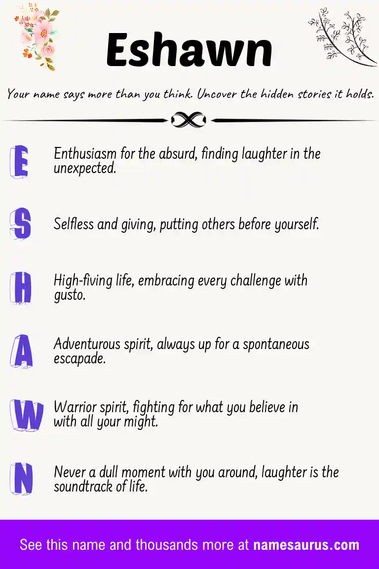 Acrostic poem about Eshawn.