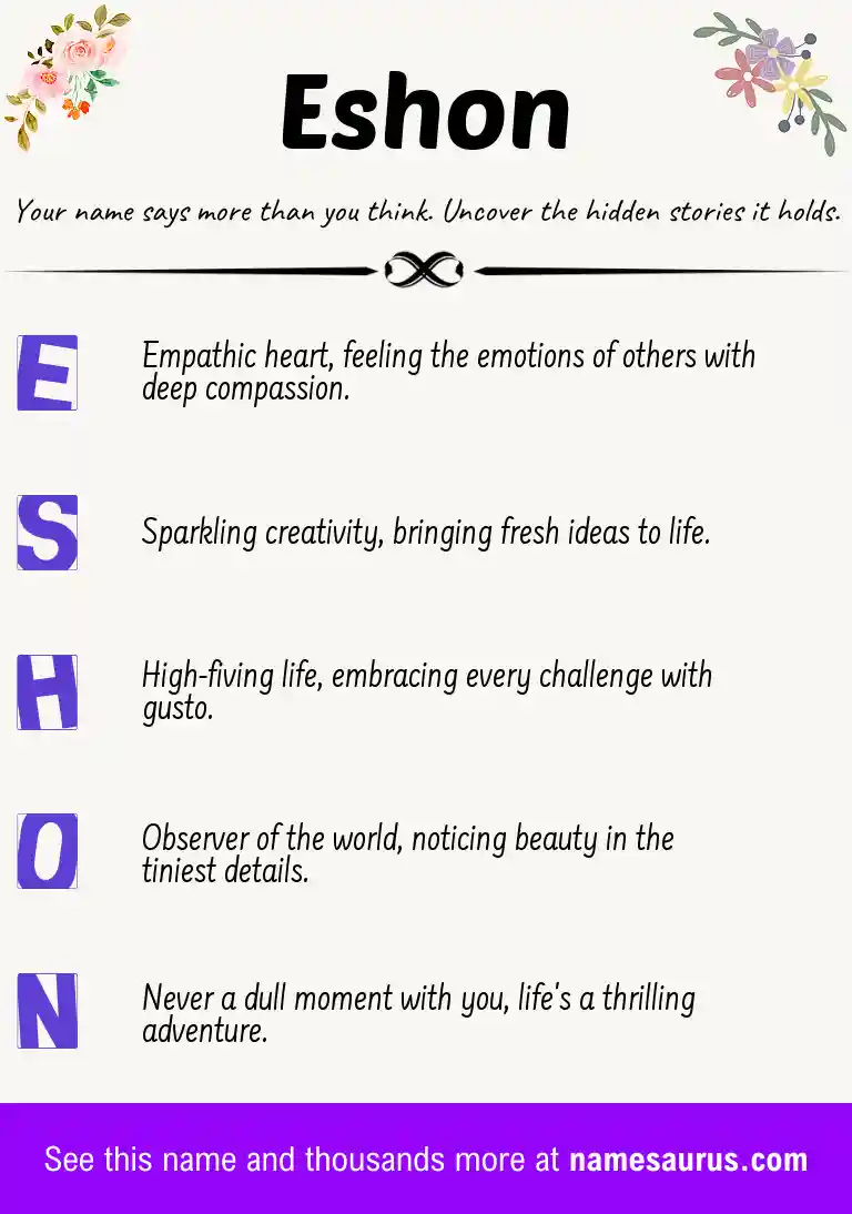 Acrostic poem about Eshon.