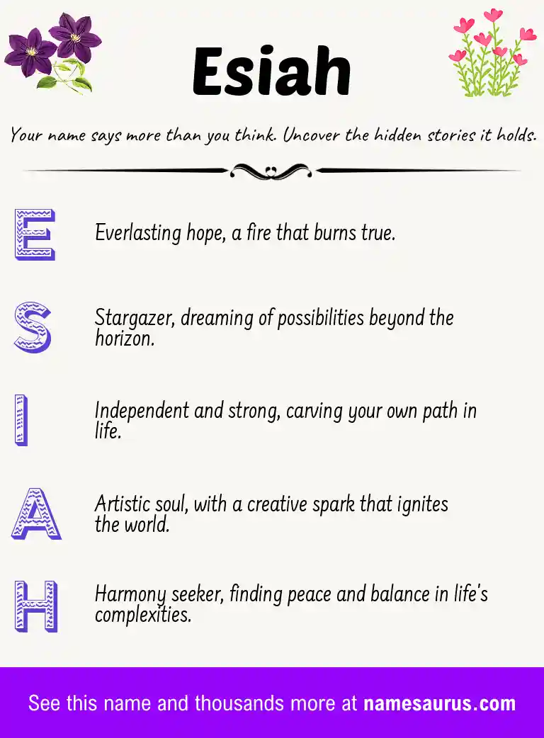 Acrostic poem about Esiah.