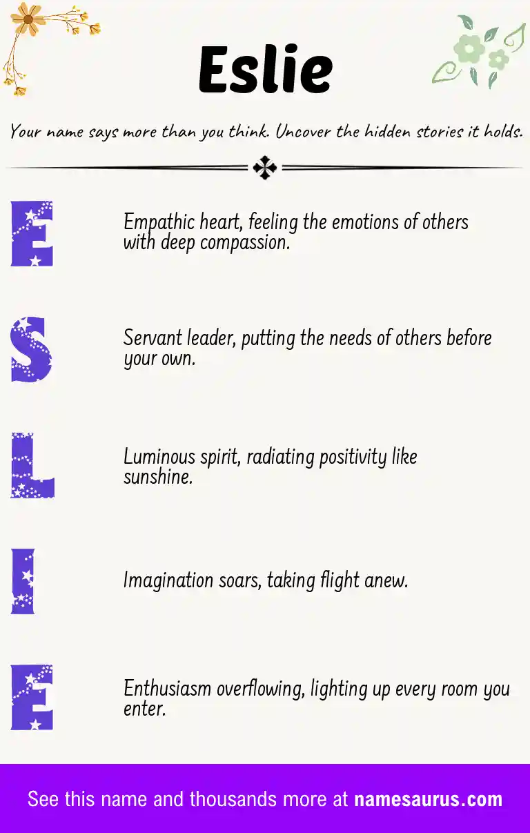 Acrostic poem about Eslie.