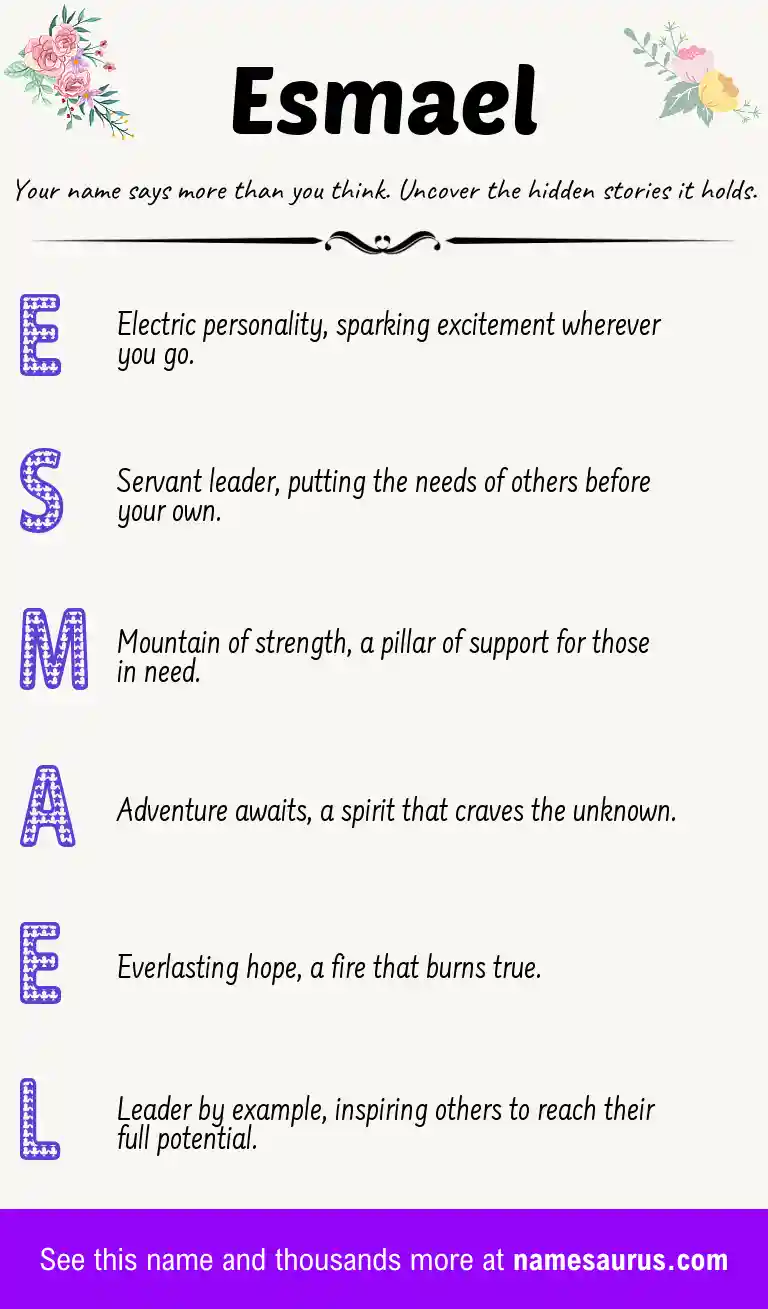 Acrostic poem about Esmael.