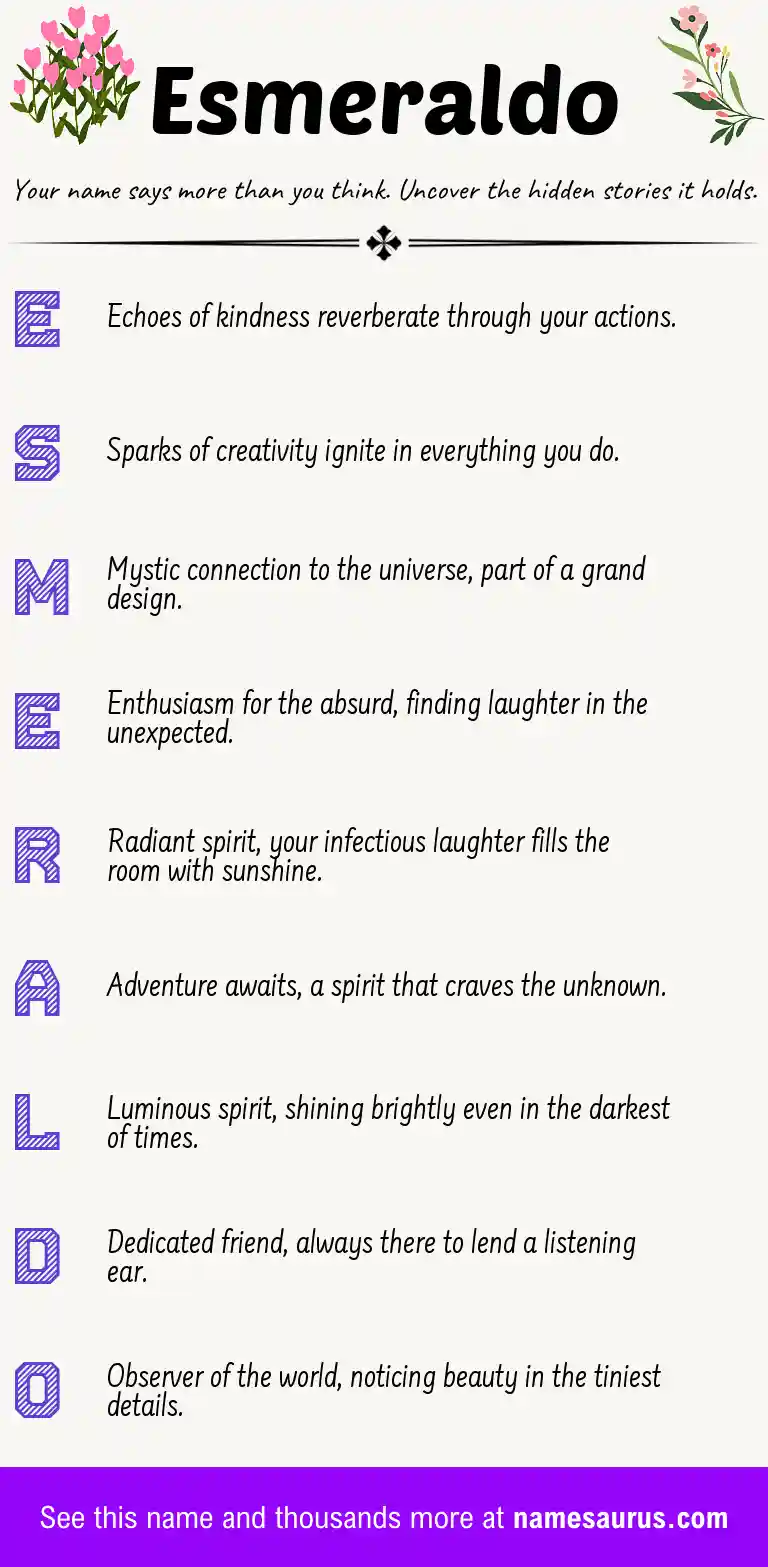 Acrostic poem about Esmeraldo.