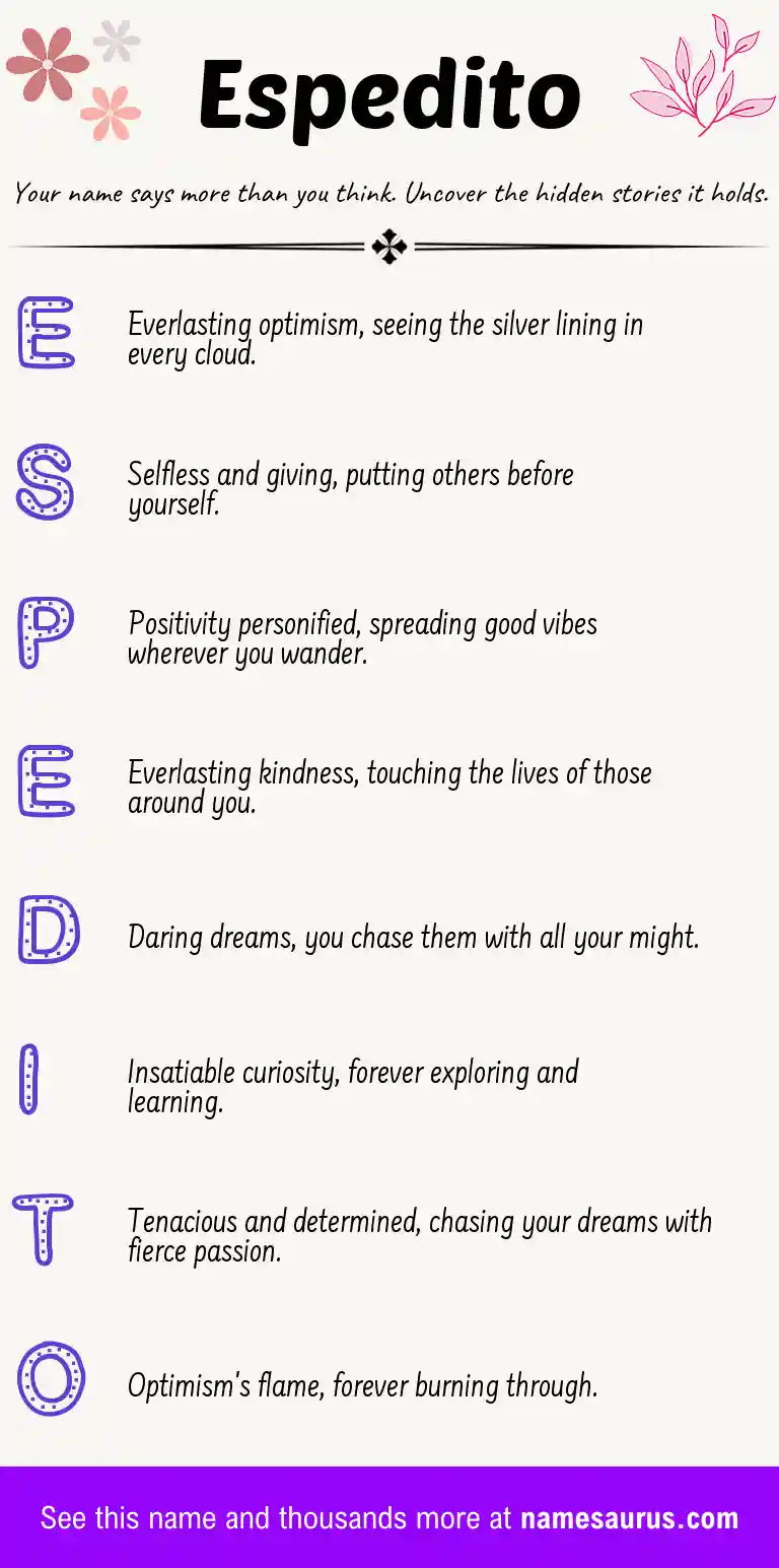 Acrostic poem about Espedito.