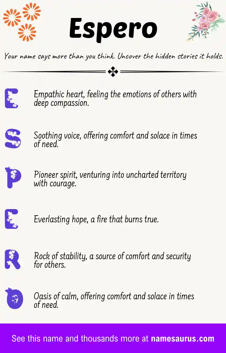 Acrostic poem about Espero.