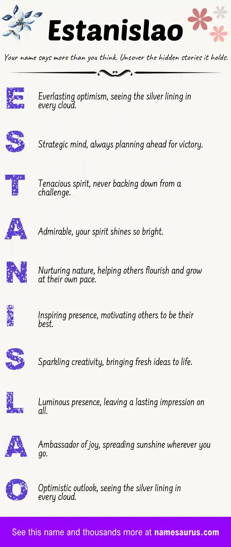 Acrostic poem about Estanislao.
