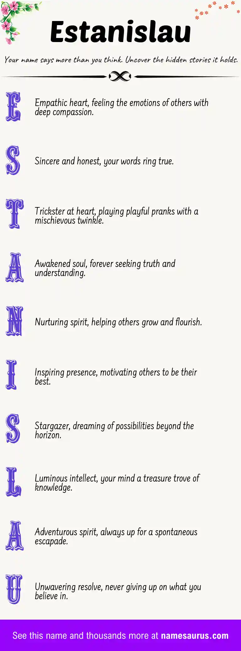 Acrostic poem about Estanislau.