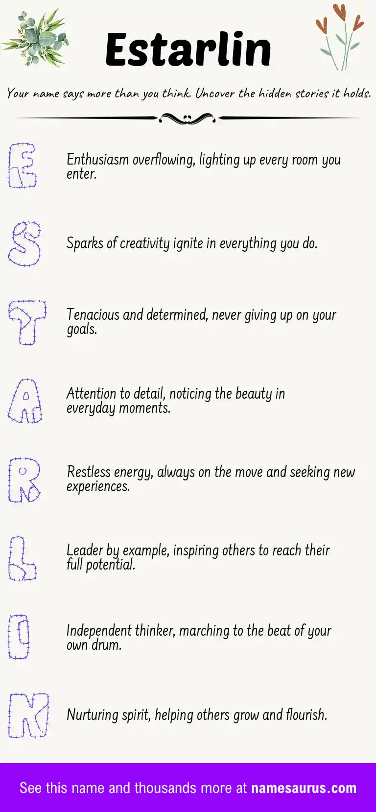Acrostic poem about Estarlin.