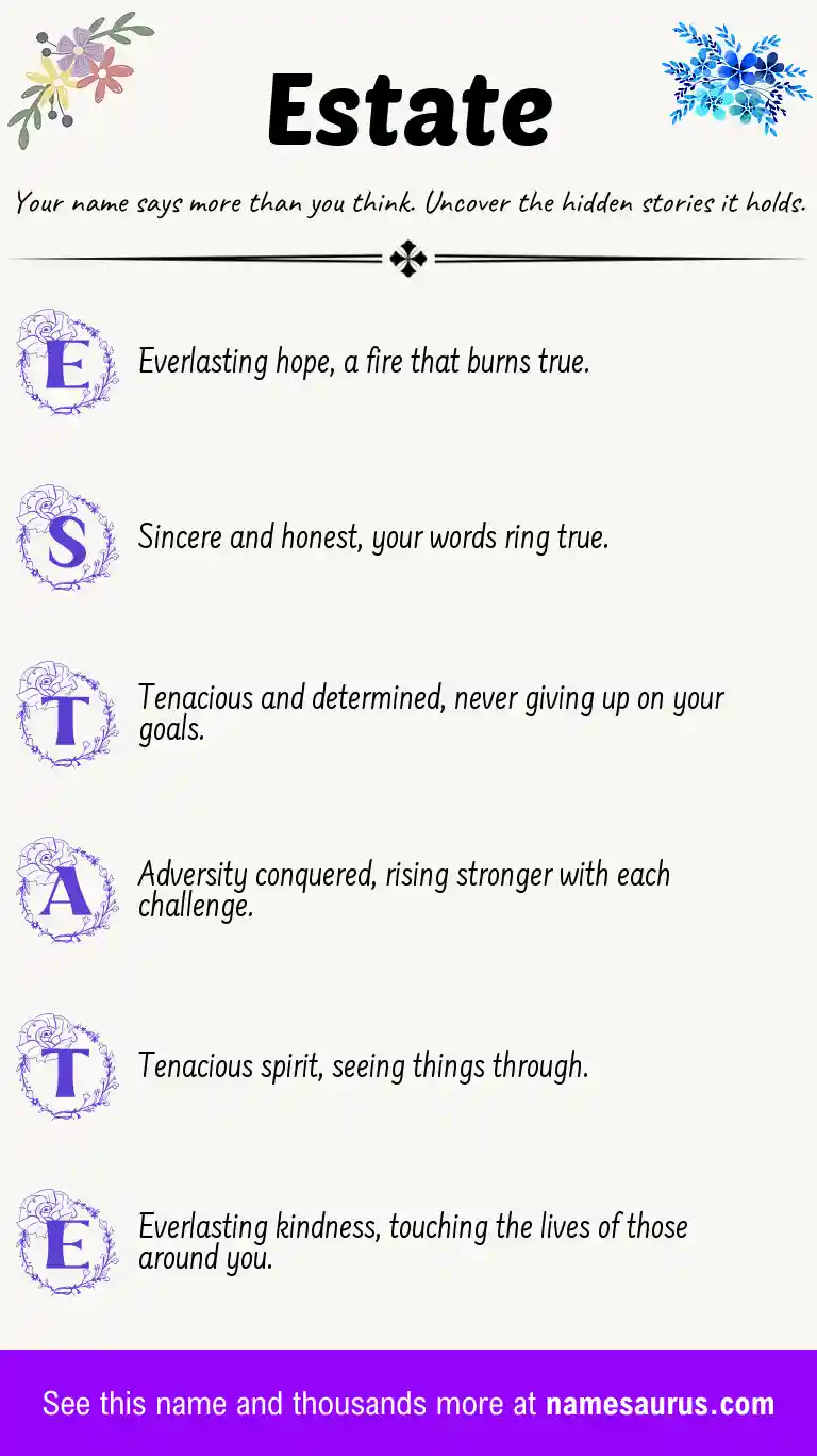 Acrostic poem about Estate.