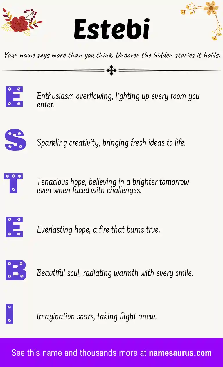 Acrostic poem about Estebi.