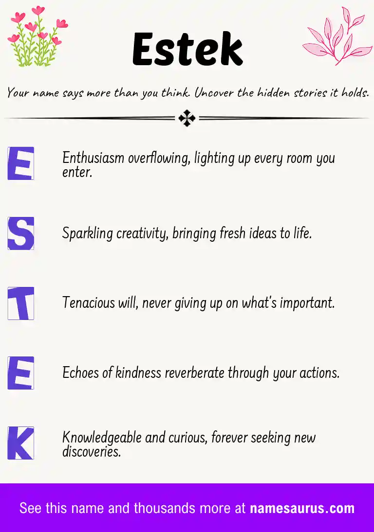 Acrostic poem about Estek.