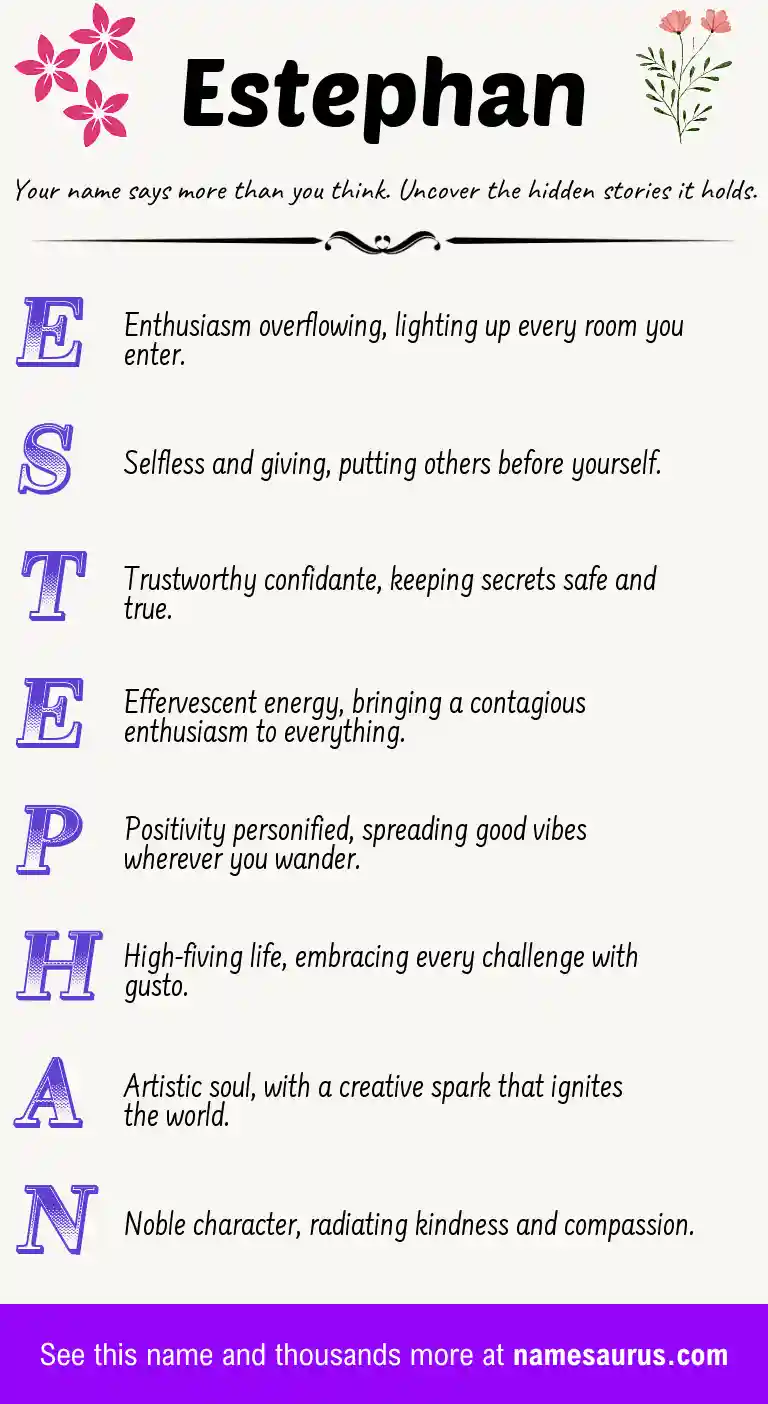 Acrostic poem about Estephan.