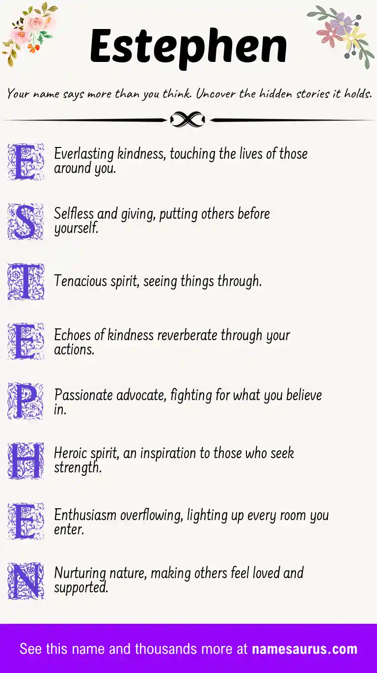 Acrostic poem about Estephen.