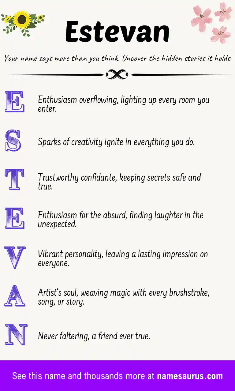 Acrostic poem about Estevan.